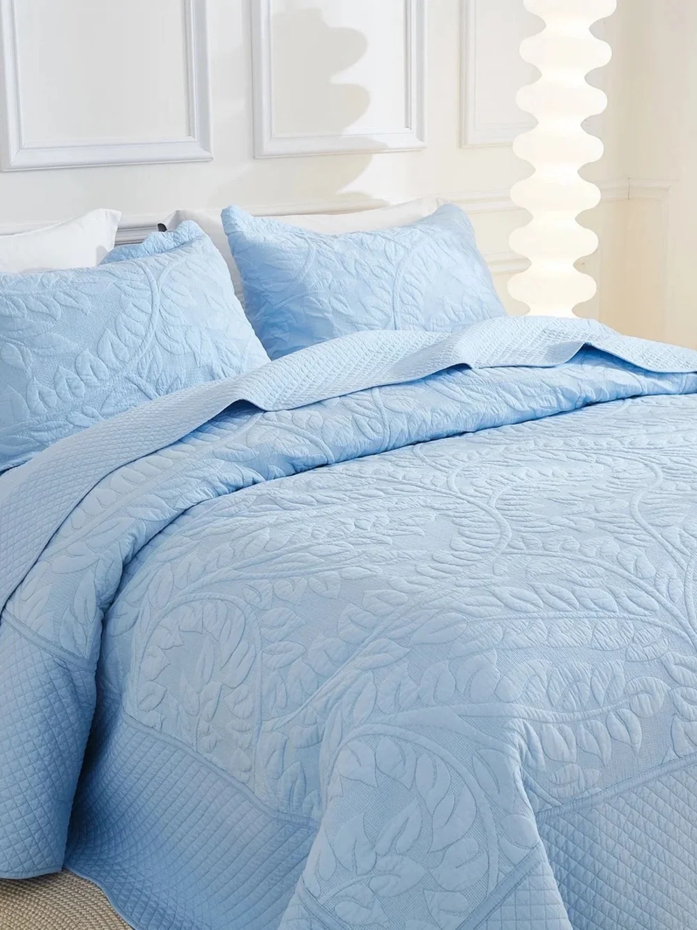3 PIECE 100% COTTON QUILT SET, OVERSIZED QUILTED BEDSPREAD